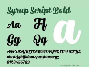 Syrup Script Bold Version 1.000;hotconv 1.0.109;makeotfexe 2.5.65596图片样张