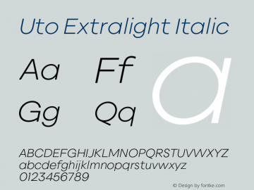 Uto Extralight Italic Version 1.000;FEAKit 1.0图片样张