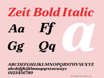 Zeit Bold Italic Version 1.000;hotconv 1.0.109;makeotfexe 2.5.65596图片样张