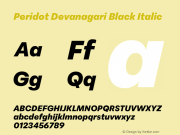 Peridot Devanagari Black Italic Version 1.001图片样张