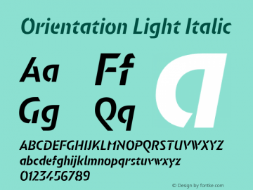 Orientation Light Italic Version 1.001;PS 1.1;hotconv 16.6.54;makeotf.lib2.5.65590图片样张