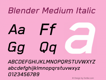 Blender Medium Italic Version 4.011;hotconv 1.0.109;makeotfexe 2.5.65596图片样张