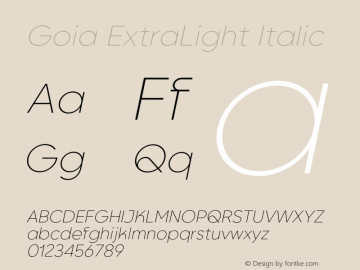 Goia ExtraLight Italic Version 1.000;Glyphs 3.1.1 (3148)图片样张