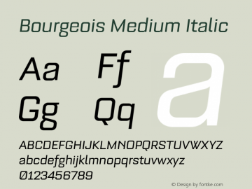 Bourgeois Medium Italic Version 1.105;PS 001.105;hotconv 1.0.88;makeotf.lib2.5.64775图片样张