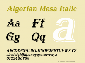 Algerian Mesa Italic Version 1.000图片样张