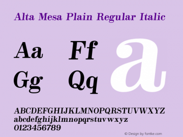 Alta Mesa Plain Regular Italic Version 1.000图片样张