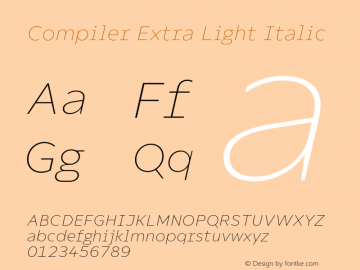 Compiler Extra Light Italic Version 1.000;hotconv 1.0.109;makeotfexe 2.5.65596图片样张