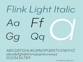 Flink Light Italic Version 1.000;PS 001.000;hotconv 1.0.88;makeotf.lib2.5.64775图片样张