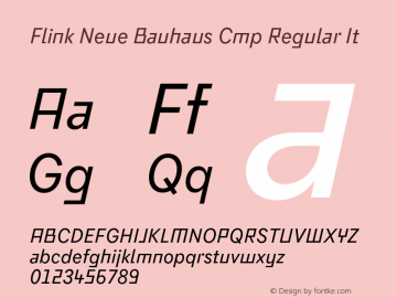 Flink Neue Bauhaus Cmp Regular It Version 2.100;Glyphs 3.1.2 (3150)图片样张