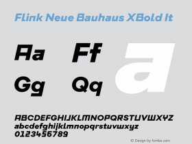 Flink Neue Bauhaus XBold It Version 2.100;Glyphs 3.1.2 (3150)图片样张