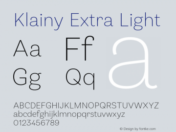 Klainy Extra Light Version 1.000;PS 001.000;hotconv 1.0.88;makeotf.lib2.5.64775图片样张