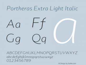 Portheras Extra Light Italic Version 1.000;Glyphs 3.1.1 (3141)图片样张