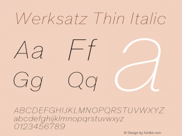 Werksatz Thin Italic Version 1.000;hotconv 1.0.109;makeotfexe 2.5.65596图片样张