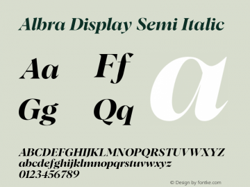 Albra Display Semi Italic Version 2.00图片样张