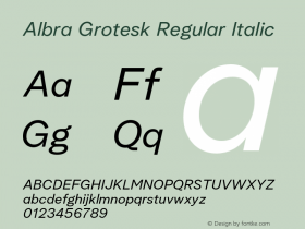 Albra Grotesk Regular Italic Version 2.00图片样张