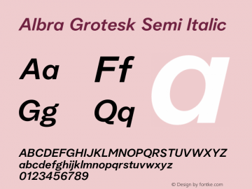 Albra Grotesk Semi Italic Version 2.00图片样张