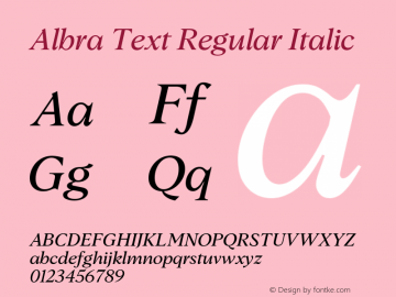 Albra Text Regular Italic Version 2.00图片样张