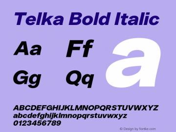 Telka Bold Italic Version 2.00图片样张