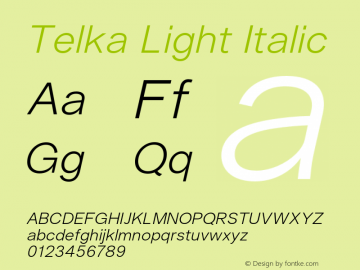 Telka Light Italic Version 2.00图片样张