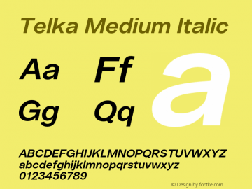 Telka Medium Italic Version 2.00图片样张