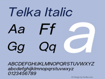 Telka Regular Italic Version 2.00图片样张