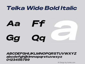 Telka Wide Bold Italic Version 2.00图片样张