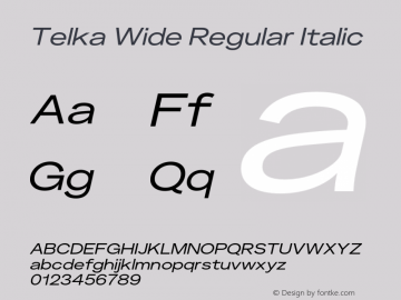 Telka Wide Regular Italic Version 2.00图片样张
