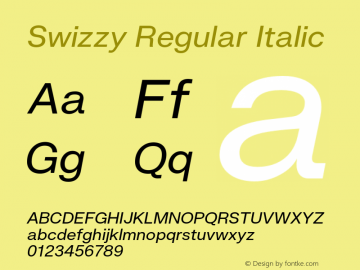 Swizzy Regular Italic Version 2.00图片样张