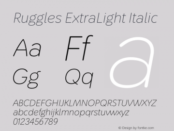 Ruggles ExtraLight Italic Version 1.000;Glyphs 3.2 (3185)图片样张
