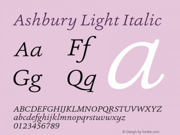 Ashbury-LightItalic Version 1.000图片样张