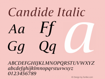 Candide Italic Version 1.000图片样张