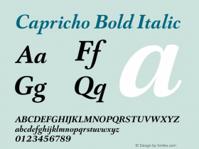 Capricho Bold Italic Version 1.001;hotconv 1.0.109;makeotfexe 2.5.65596图片样张