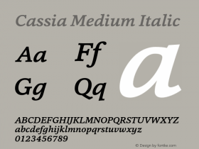 Cassia-MediumItalic Version 1.000图片样张