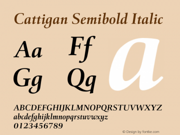 Cattigan Semibold Italic Version 1.001;hotconv 1.0.109;makeotfexe 2.5.65596图片样张