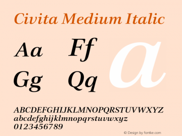 Civita-MediumItalic Version 1.000图片样张