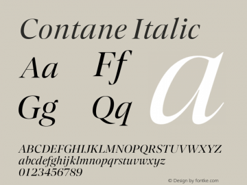Contane Italic Version 1.001;hotconv 1.0.109;makeotfexe 2.5.65596图片样张
