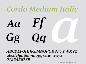 Corda-MediumItalic Version 1.000图片样张