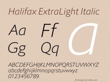 Halifax-ExtraLightIt Version 1.000图片样张