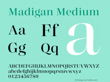 Madigan Medium Version 1.000;hotconv 1.0.109;makeotfexe 2.5.65596图片样张