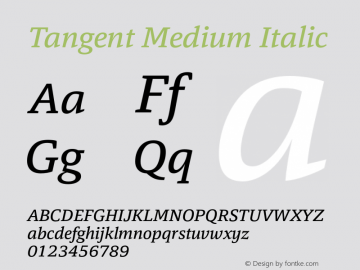 Tangent Medium Italic Version 1.000图片样张