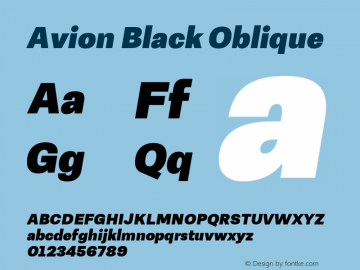 Avion Black Oblique Version 1.000;hotconv 1.0.109;makeotfexe 2.5.65596图片样张