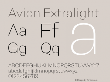 Avion Extralight Version 1.000;hotconv 1.0.109;makeotfexe 2.5.65596图片样张