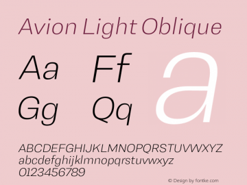 Avion Light Oblique Version 1.000;hotconv 1.0.109;makeotfexe 2.5.65596图片样张