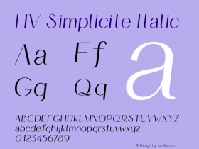 HV Simplicite Italic Version 1.000;PS 001.000;hotconv 1.0.88;makeotf.lib2.5.64775图片样张