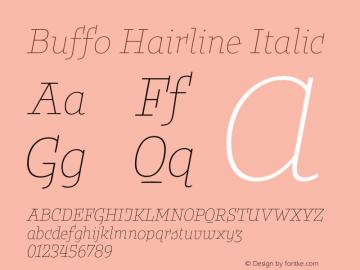 Buffo Hairline Italic Version 1.001;Glyphs 3.2 (3212)图片样张