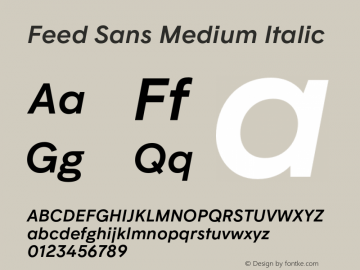 Feed Sans Medium Italic Version 2.002;hotconv 1.0.109;makeotfexe 2.5.65596图片样张