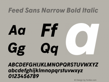 Feed Sans Narrow Bold Italic Version 1.003;hotconv 1.0.109;makeotfexe 2.5.65596图片样张