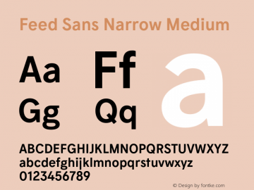 Feed Sans Narrow Medium Version 1.003;hotconv 1.0.109;makeotfexe 2.5.65596图片样张