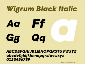 Wigrum Black Italic Version 2.001;PS 2.1;hotconv 1.0.88;makeotf.lib2.5.647800图片样张