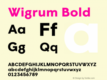 Wigrum Bold Version 2.001;PS 2.1;hotconv 1.0.88;makeotf.lib2.5.647800图片样张
